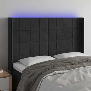 Čelo postele s LED černé 147 x 16 x 118/128 cm samet 3124098