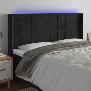 Čelo postele s LED černé 183 x 16 x 118/128 cm samet 3124110