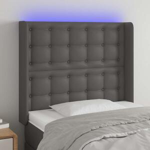 Čelo postele s LED šedé 83 x 16 x 118/128 cm umělá kůže 3124124