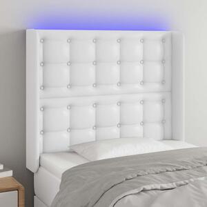 Čelo postele s LED bílé 103 x 16 x 118/128 cm umělá kůže 3124133