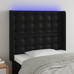 Čelo postele s LED černé 93 x 16 x 118/128 cm umělá kůže 3124126