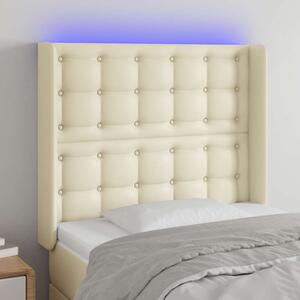 Čelo postele s LED krémové 83 x 16 x 118/128 cm umělá kůže 3124122