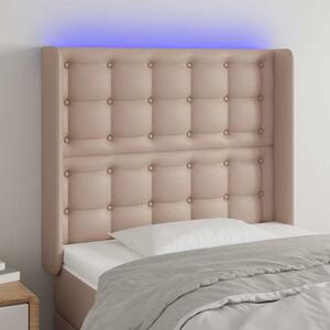 Čelo postele s LED cappuccino 103 x 16 x 118/128 cm umělá kůže 3124137