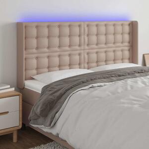 Čelo postele s LED cappuccino 147 x 16 x 118/128 cm umělá kůže 3124143