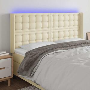 Čelo postele s LED krémové 147 x 16 x 118/128 cm umělá kůže 3124140
