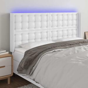 Čelo postele s LED bílé 203 x 16 x 118/128 cm umělá kůže 3124157