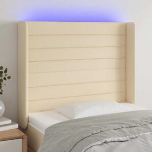 Čelo postele s LED krémové 93 x 16 x 118/128 cm textil 3124175
