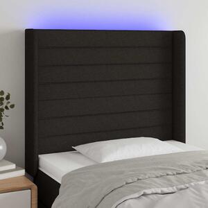 Čelo postele s LED černé 93 x 16 x 118/128 cm textil 3124172