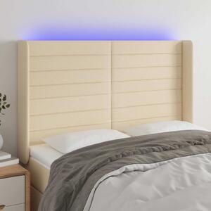 Čelo postele s LED krémové 147 x 16 x 118/128 cm textil 3124191