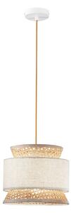 Luce Ambiente Design Závěsné světlo Gazebo, přírodní/béžová, Ø 26 cm, ratan/látka, stmívatelný, Krémová / jantar, Obývací pokoj / jídelna, Dřevo