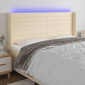 Čelo postele s LED krémové 183 x 16 x 118/128 cm textil 3124207