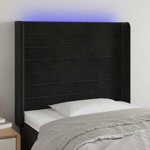 Čelo postele s LED černé 83 x 16 x 118/128 cm samet 3124220