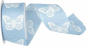 Stuha látková SWEET BUTTERFLY pastelově modrá 40mm x 2m (13,-Kč/m)