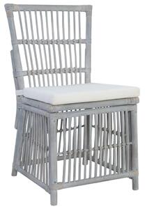 Jídelní židle s poduškami 2 ks šedé přírodní ratan