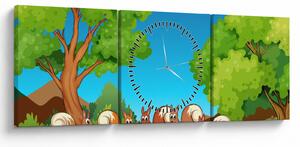 Obraz - Veselé veverky (s hodinami) (90x30 cm)