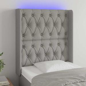 Čelo postele s LED světle šedé 83 x 16 x 118/128 cm textil 3124358