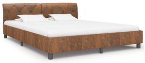 Rám postele hnědý umělá broušená kůže 160 x 200 cm