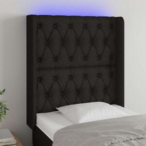 Čelo postele s LED černé 83 x 16 x 118/128 cm textil 3124360