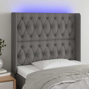 Čelo postele s LED tmavě šedé 93 x 16 x 118/128 cm textil 3124367