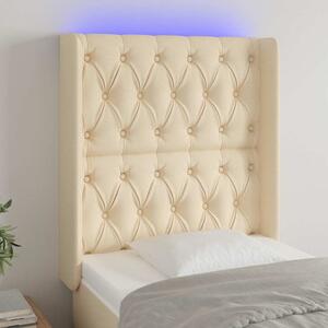 Čelo postele s LED krémové 83 x 16 x 118/128 cm textil 3124363