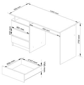 Kancelářský stůl CLP 135 cm bílý / černý lesk