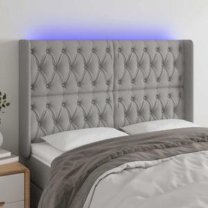 Čelo postele s LED světle šedé 147x16x118/128 cm textil 3124382