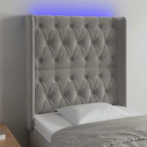 Čelo postele s LED světle šedé 83 x 16 x 118/128 cm samet 3124414