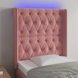 Čelo postele s LED růžové 83 x 16 x 118/128 cm samet 3124419