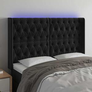 Čelo postele s LED černé 147 x 16 x 118/128 cm samet 3124434