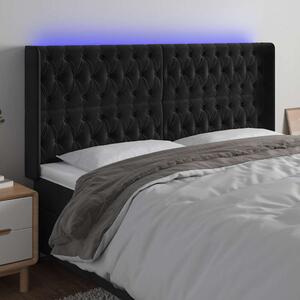 Čelo postele s LED černé 183 x 16 x 118/128 cm samet 3124446
