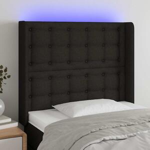Čelo postele s LED černé 103 x 16 x 118/128 cm textil 3124474