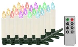 Vánoční bezdrátové LED svíčky s dálkovým ovládáním 20 ks RGB