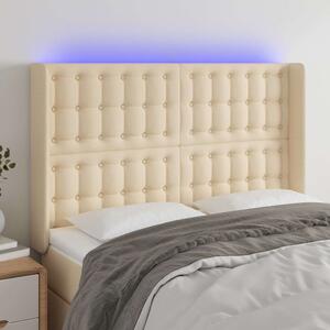 Čelo postele s LED krémové 147 x 16 x 118/128 cm textil 3124485