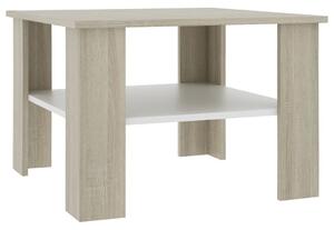 Konferenční stolek bílý a dub sonoma 60x60x42 cm dřevotříska