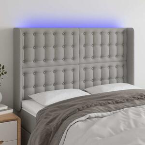 Čelo postele s LED světle šedé 147x16x118/128 cm textil 3124480