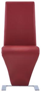 Jídelní židle s cik-cak designem 2 ks červené umělá kůže