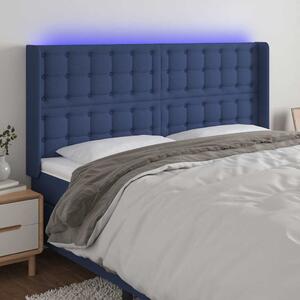 Čelo postele s LED modré 183x16x118/128 cm textil 3124502