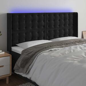 Čelo postele s LED černé 163 x 16 x 118/128 cm samet 3124538