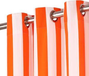 Závěsy s kovovými kroužky 2 ks textil 140x245 cm oranžové pruhy