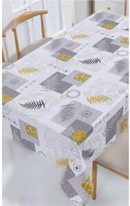Ubrus PVC 3581569, metráž, šířka 140 cm, kapradí šedo-žluté s ornamenty, IMPOL TRADE