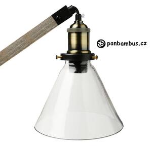 Retro stolní lampa ALAK - kombinace dřevo a černý kov