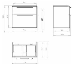 Umyvadlová skříňka KOŁO TRAFFIC 71,8 x 62,5 x 46,1 cm - šedý dub