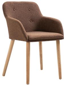 Jídelní židle 4 ks hnědé textil a masivní dubové dřevo