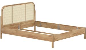 Vipack Dubová postel Olive 160 x 200 cm s ratanovým čelem