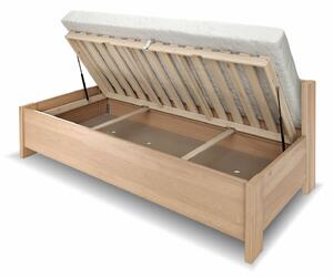 Zvýšená úložná postel jednolůžko ELA s bočním čelem, masiv buk, 120x200, rošt v ceně