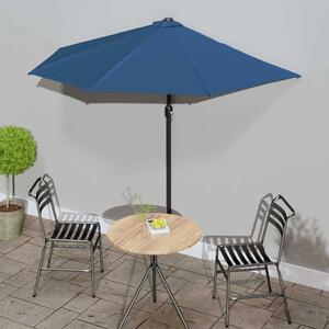 Slunečník na balkon hliníková tyč modrý 270x144x222 cm půlkruh 312501