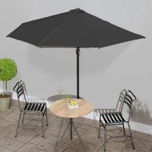 Slunečník na balkon hliníková tyč černý 300x155x223 cm půlkruh 312504