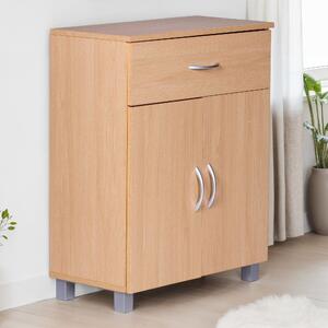 FineBuy Komoda z bukového deva 60x75x30 cm Komoda se zásuvkou a dvíky Malá moderní komoda Devná skí Univerzální skí s úchytkami Malá skíka do pedsín