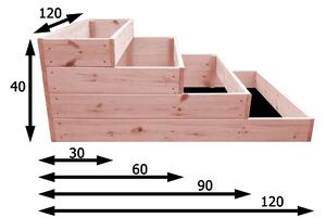 ČistéDřevo 4-patrový dřevěný záhon 120 x 120 x 40 cm