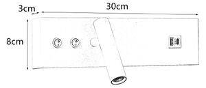 Brilagi-LED Nástěnné bodové svítidlo s USB portem NOCTIS LED/3W/230V+LED/9W čer
